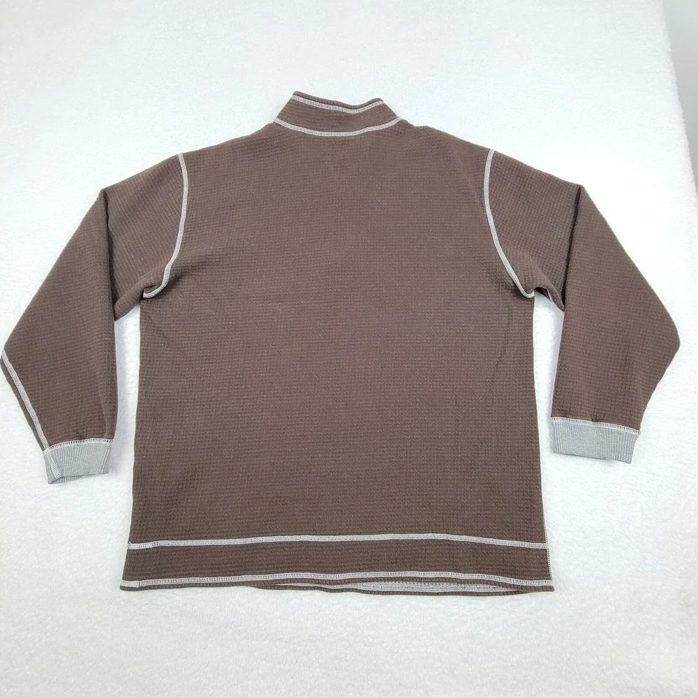 Tommy‎ Bahama Reversible 1/4 Zip Pullover Sweater Mens XL Brown Gray Knit Top